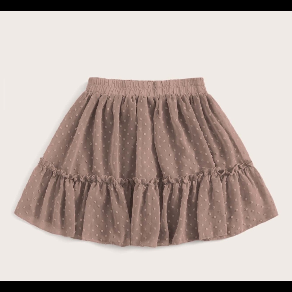 Swiss Dot Flocked A-Line Skater Skirt Mocha EUC